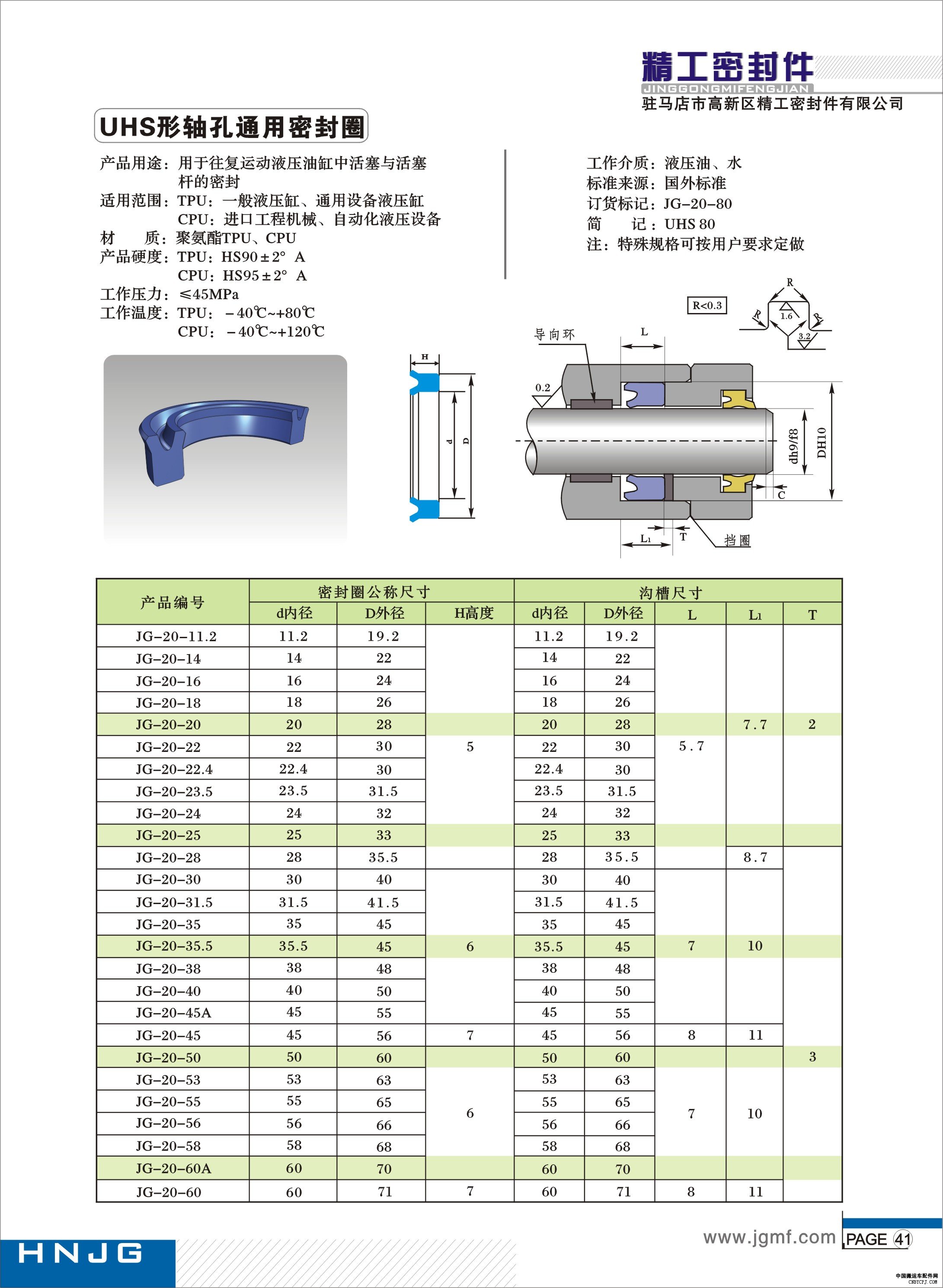 uhs形轴孔通用密封圈